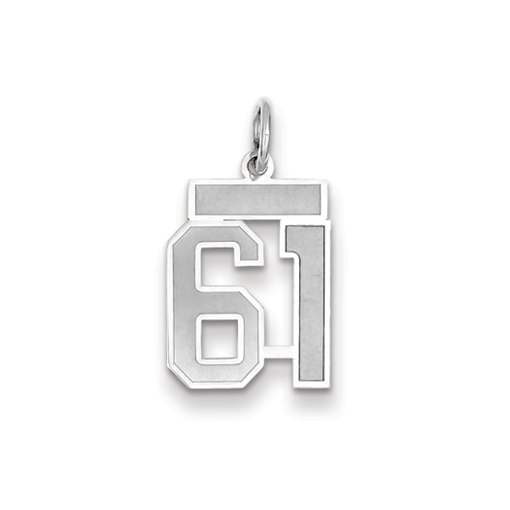 14k White Gold, Jersey Collection, Number 61 Pendant