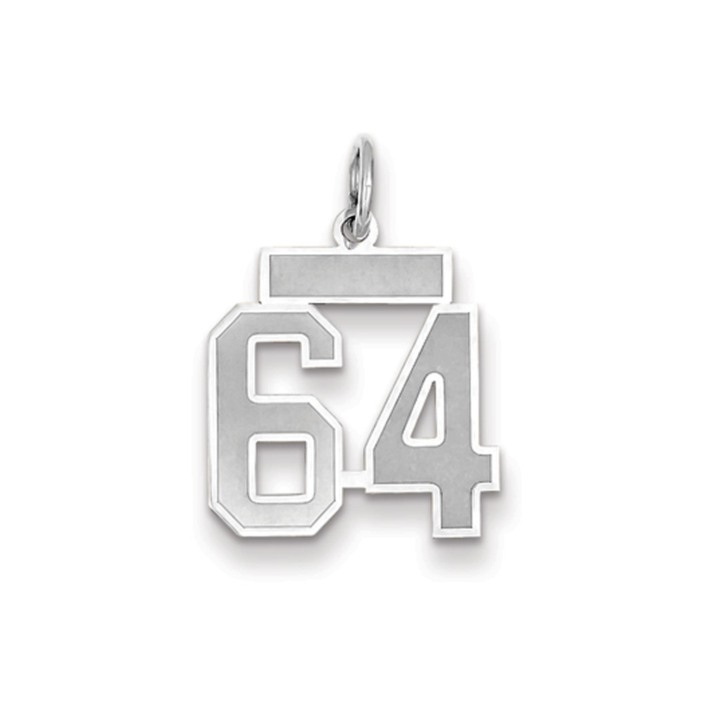 14k White Gold, Jersey Collection, Number 64 Pendant