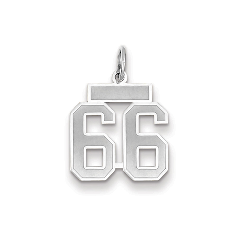 14k White Gold, Jersey Collection, Number 66 Pendant