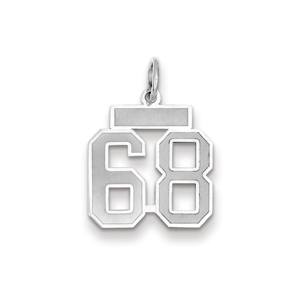 14k White Gold, Jersey Collection, Number 68 Pendant
