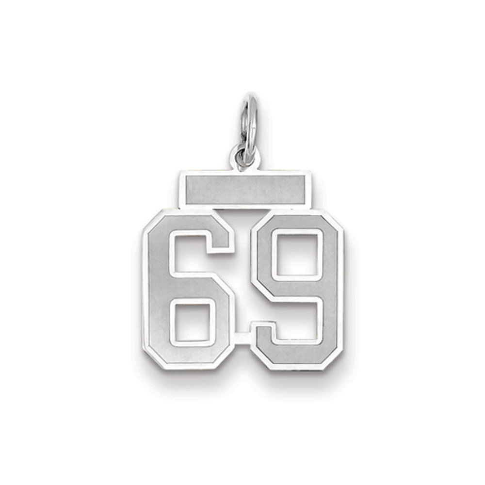 14k White Gold, Jersey Collection, Small Number 69 Pendant