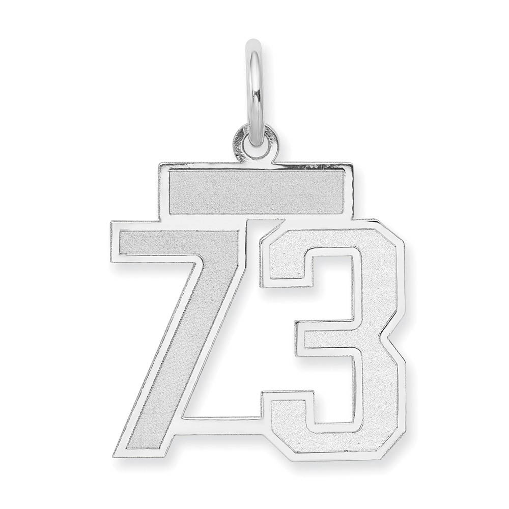 14k White Gold, Jersey Collection, Small Number 73 Pendant