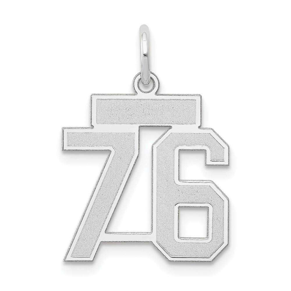 14k White Gold, Jersey Collection, Number 76 Pendant