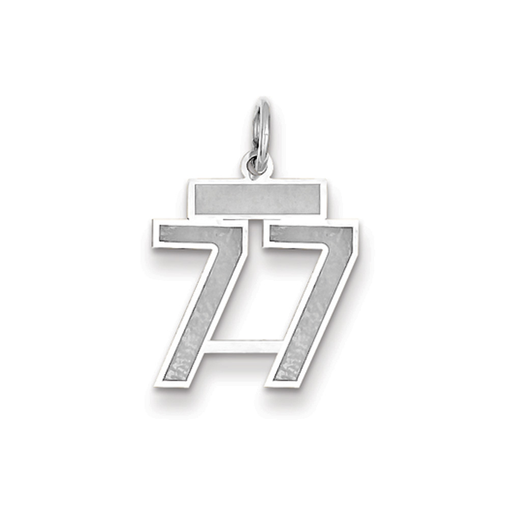14k White Gold, Jersey Collection, Number 77 Pendant