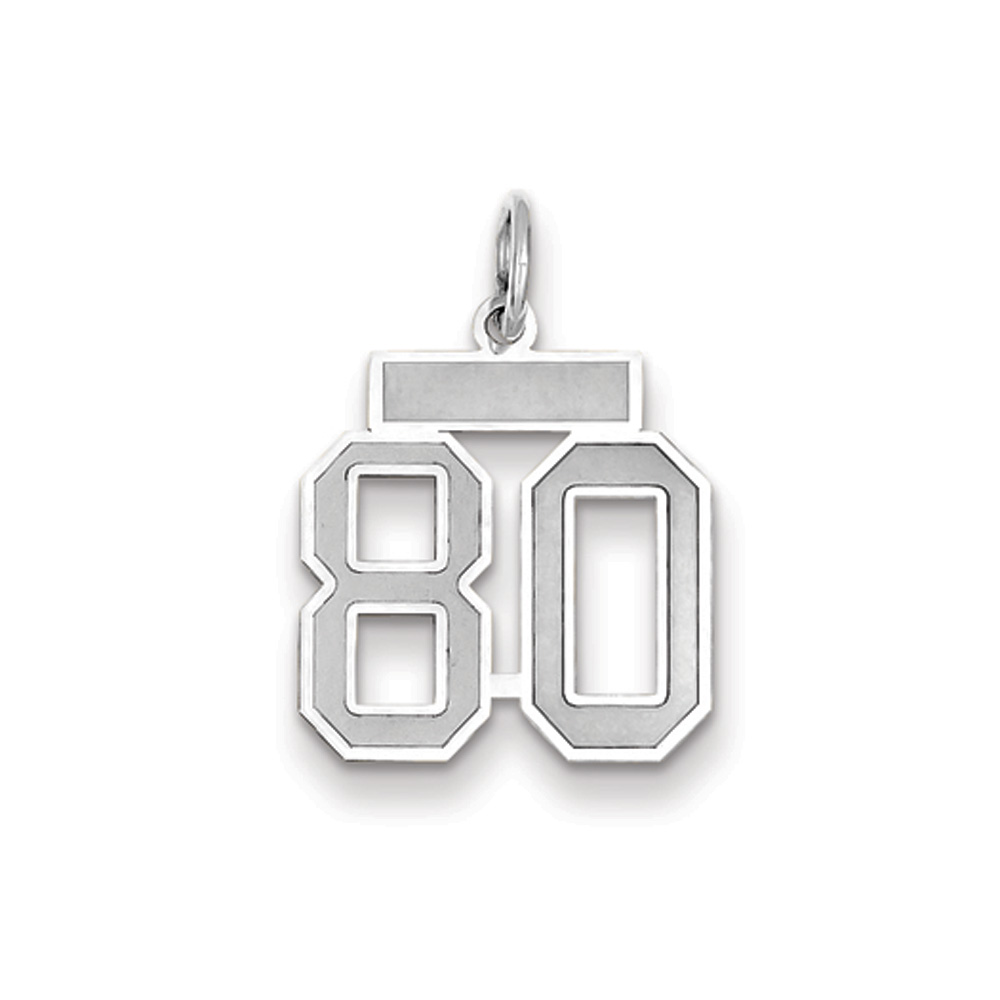 14k White Gold, Jersey Collection, Small Number 80 Pendant