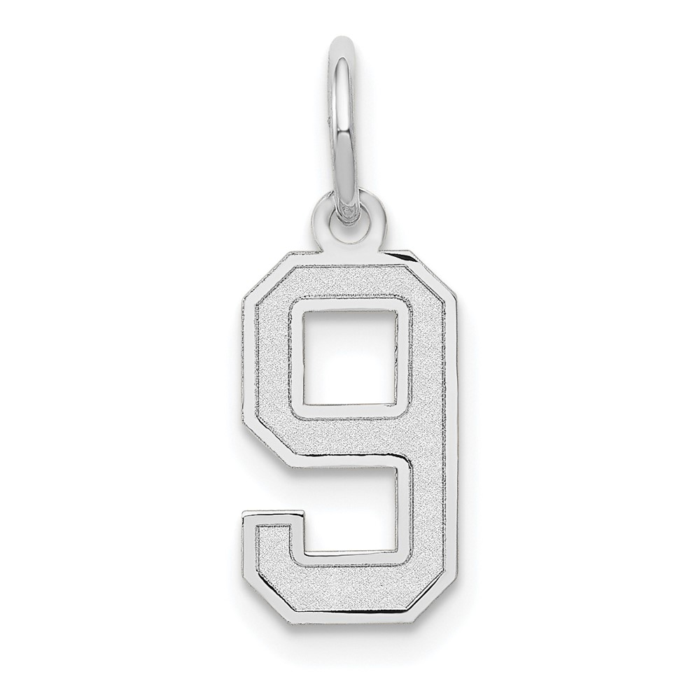 14k White Gold, Jersey Collection, Number 9 Pendant