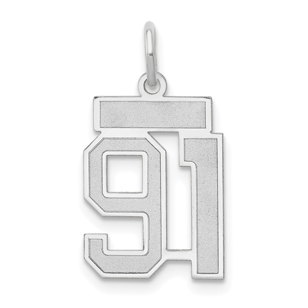 14k White Gold, Jersey Collection, Number 91 Pendant