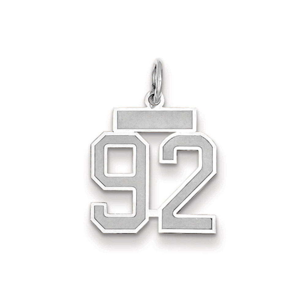 14k White Gold, Jersey Collection, Number 92 Pendant