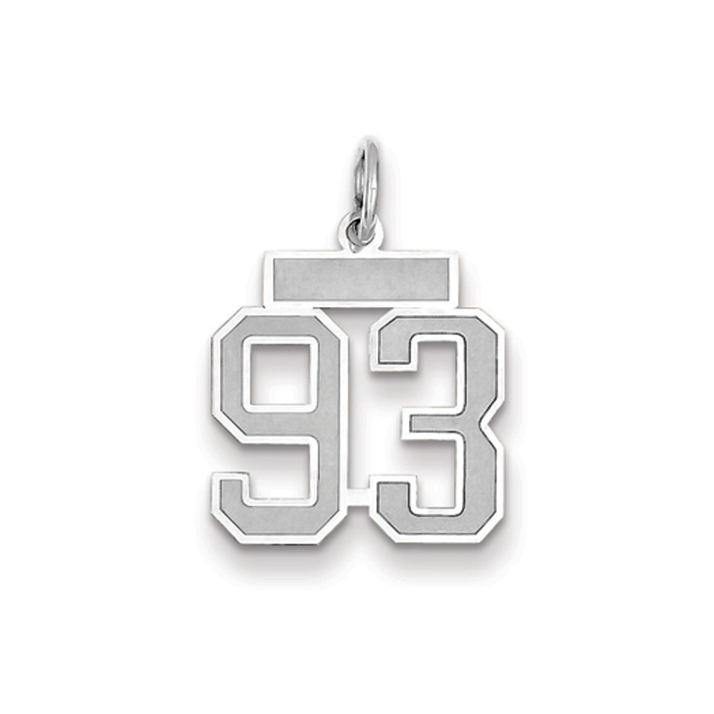 14k White Gold, Jersey Collection, Number 93 Pendant