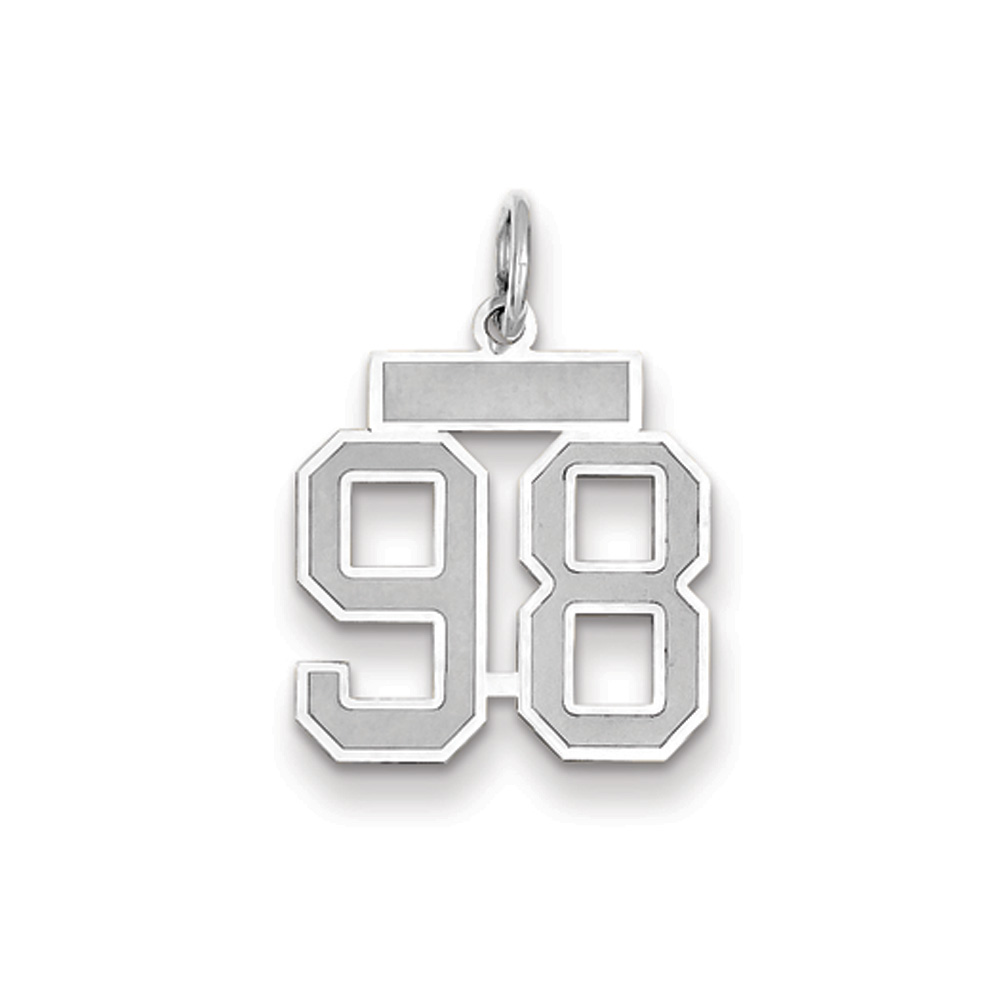 14k White Gold, Jersey Collection, Number 98 Pendant