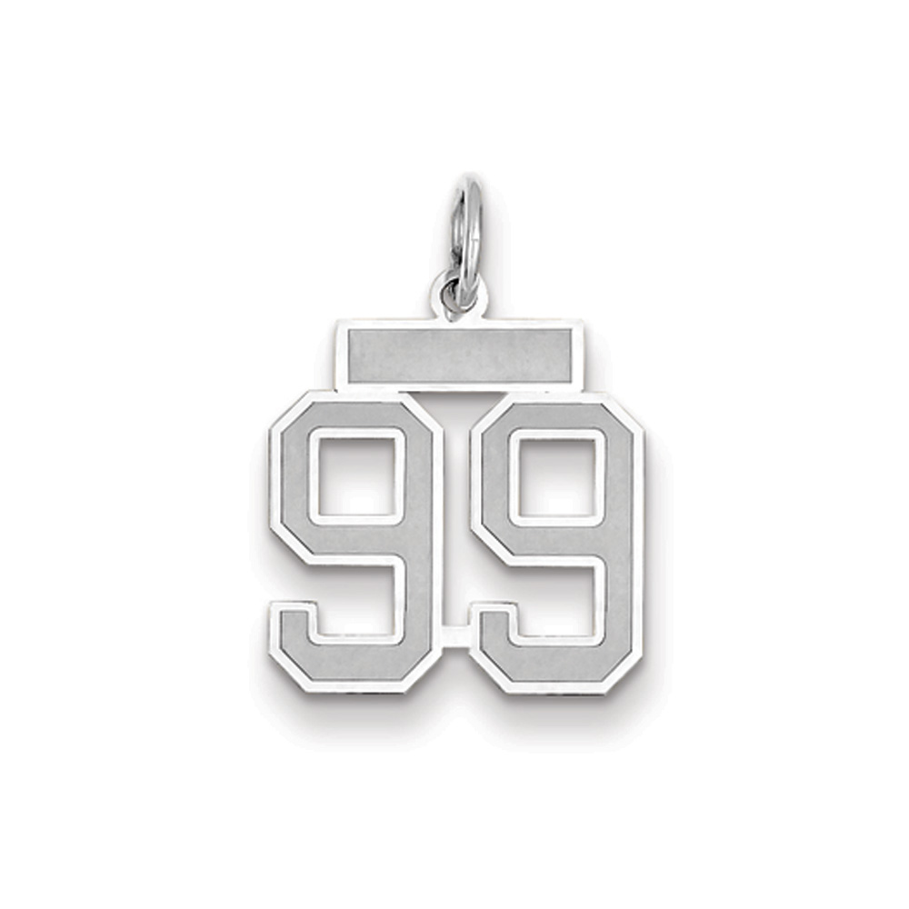 14k White Gold, Jersey Collection, Number 99 Pendant