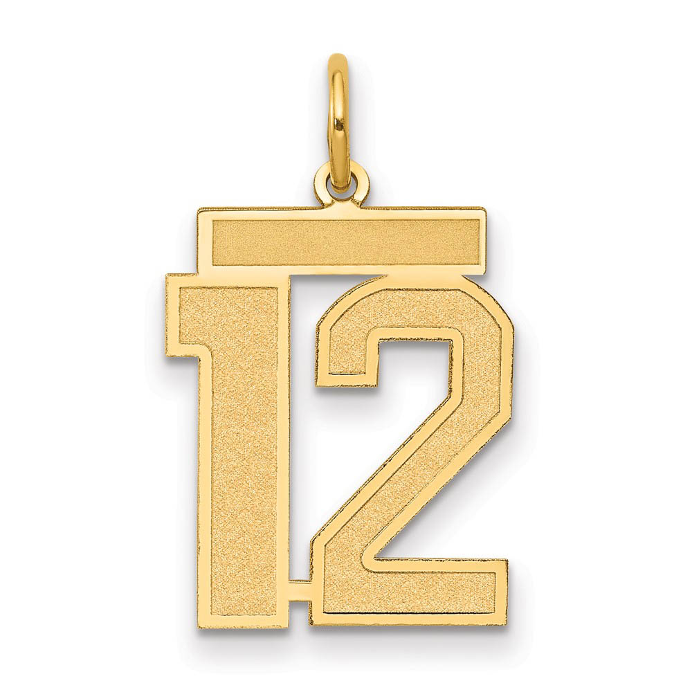 14k Yellow Gold, Jersey Collection, Number 12 Pendant