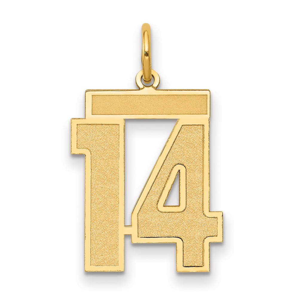 14k Yellow Gold, Jersey Collection, Number 14 Pendant