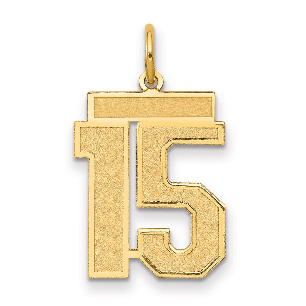 14k Yellow Gold, Jersey Collection, Number 15 Pendant