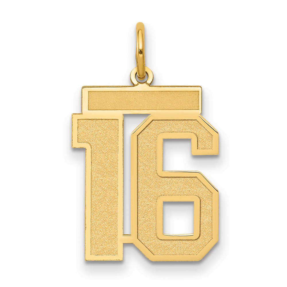14k Yellow Gold, Jersey Collection, Number 16 Pendant