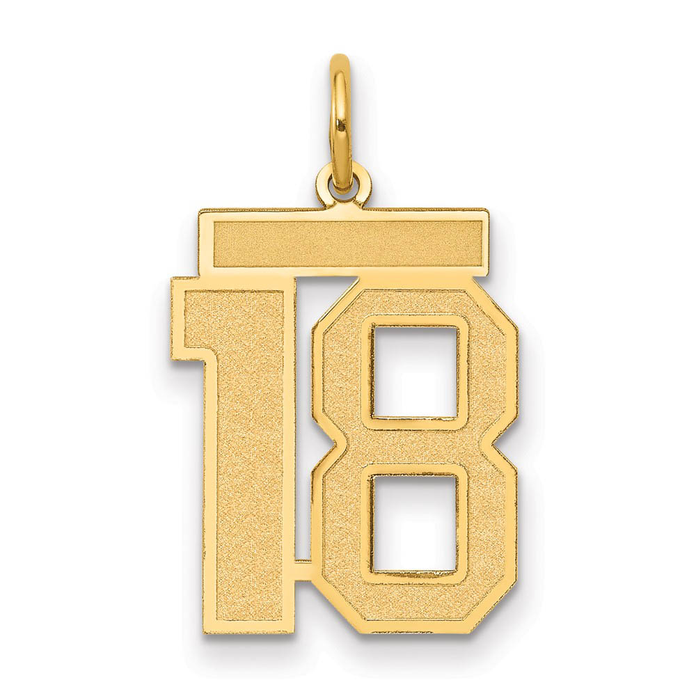 14k Yellow Gold, Jersey Collection, Number 18 Pendant