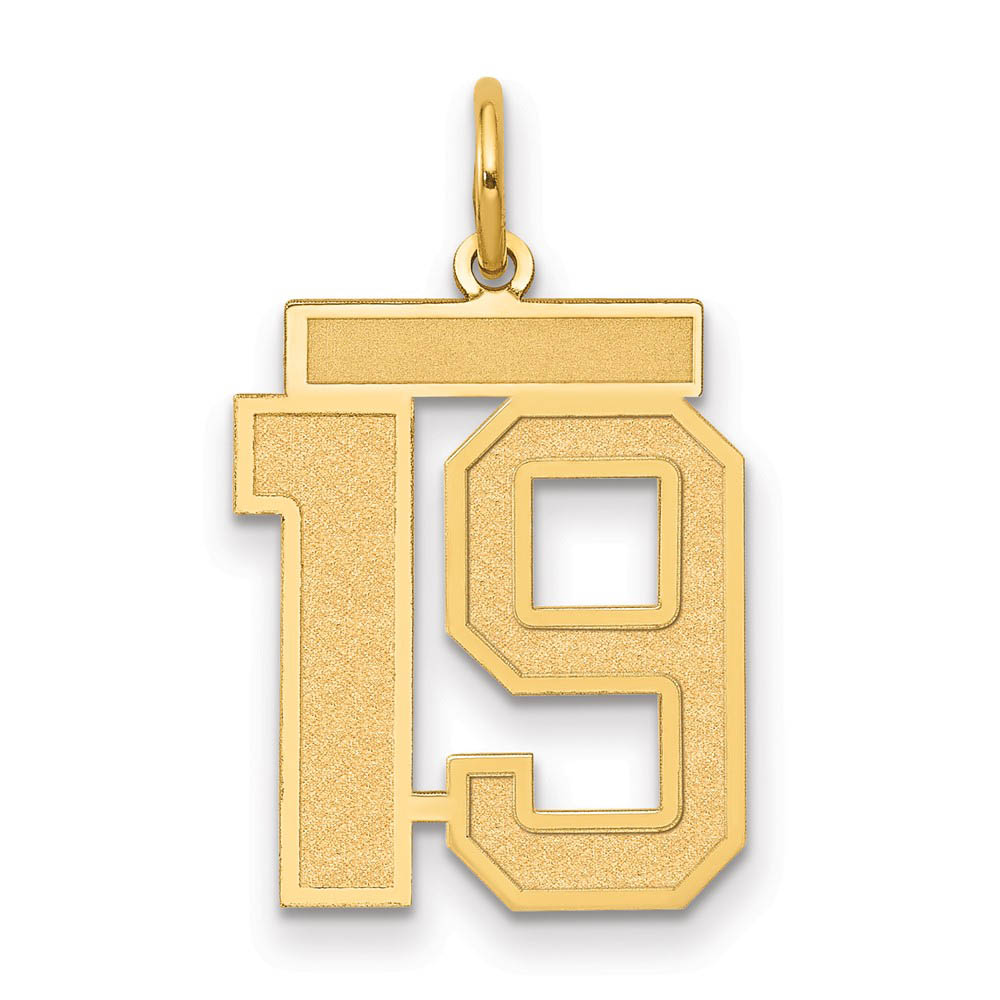 14k Yellow Gold, Jersey Collection, Number 19 Pendant