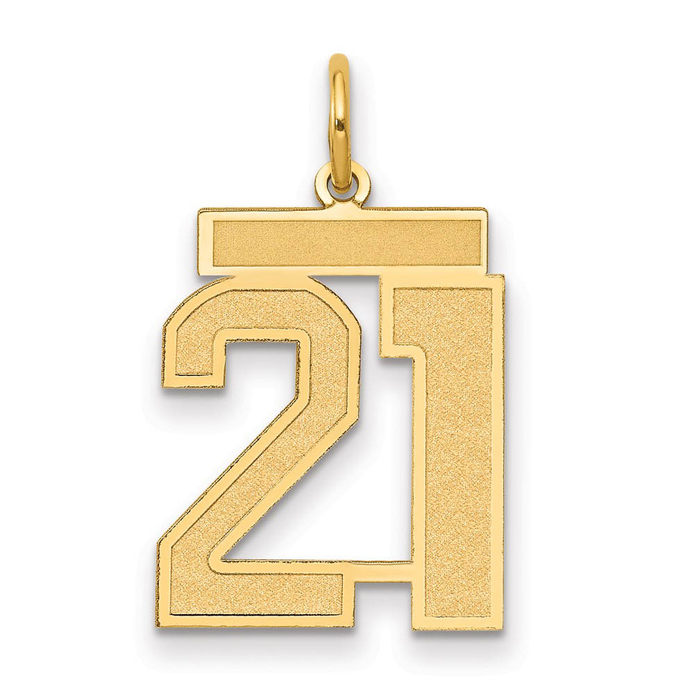 14k Yellow Gold, Jersey Collection, Number 21 Pendant