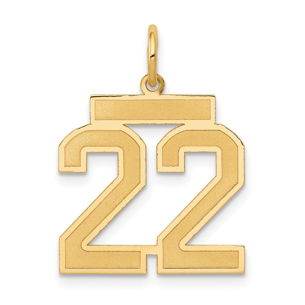 14k Yellow Gold, Jersey Collection, Number 22 Pendant