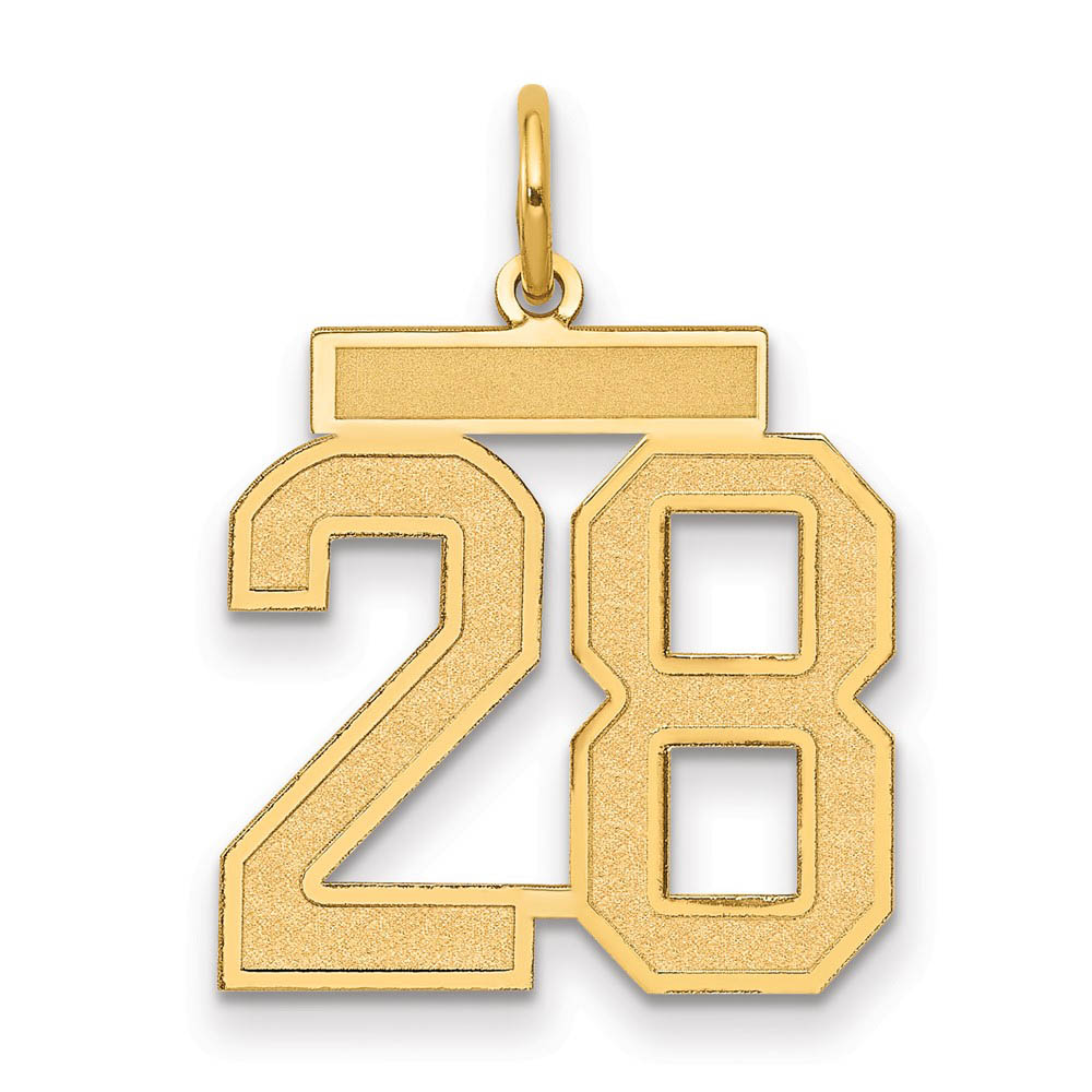 14k Yellow Gold, Jersey Collection, Number 28 Pendant
