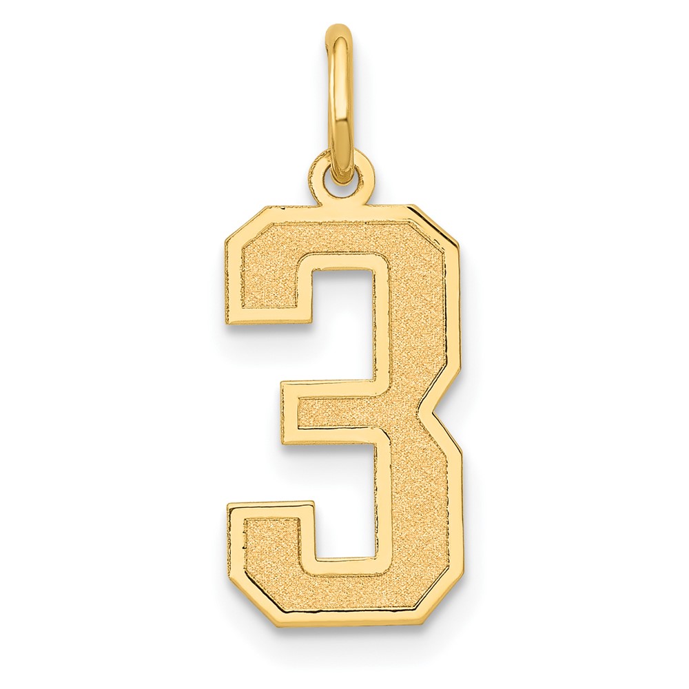 14k Yellow Gold, Jersey Collection, Number 3 Pendant