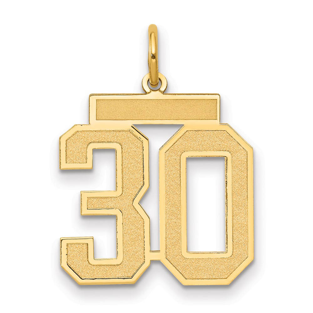 14k Yellow Gold, Jersey Collection, Number 30 Pendant