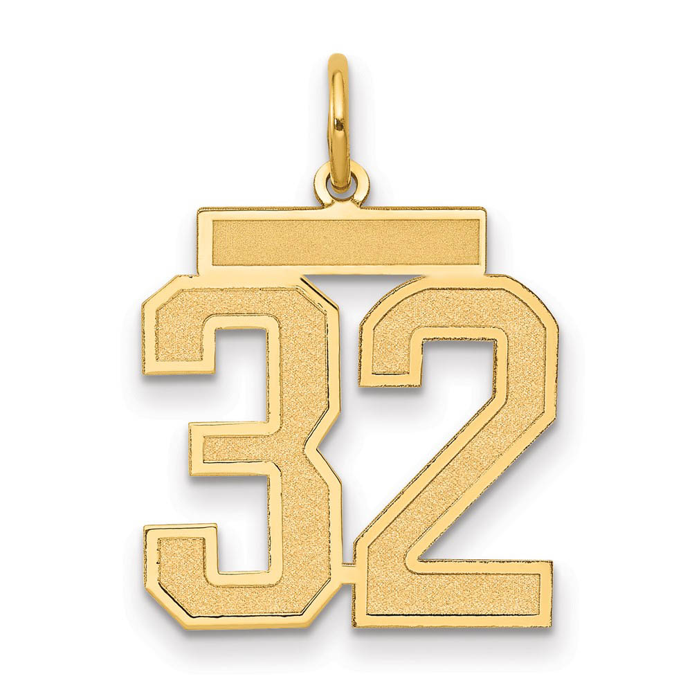 14k Yellow Gold, Jersey Collection, Number 32 Pendant