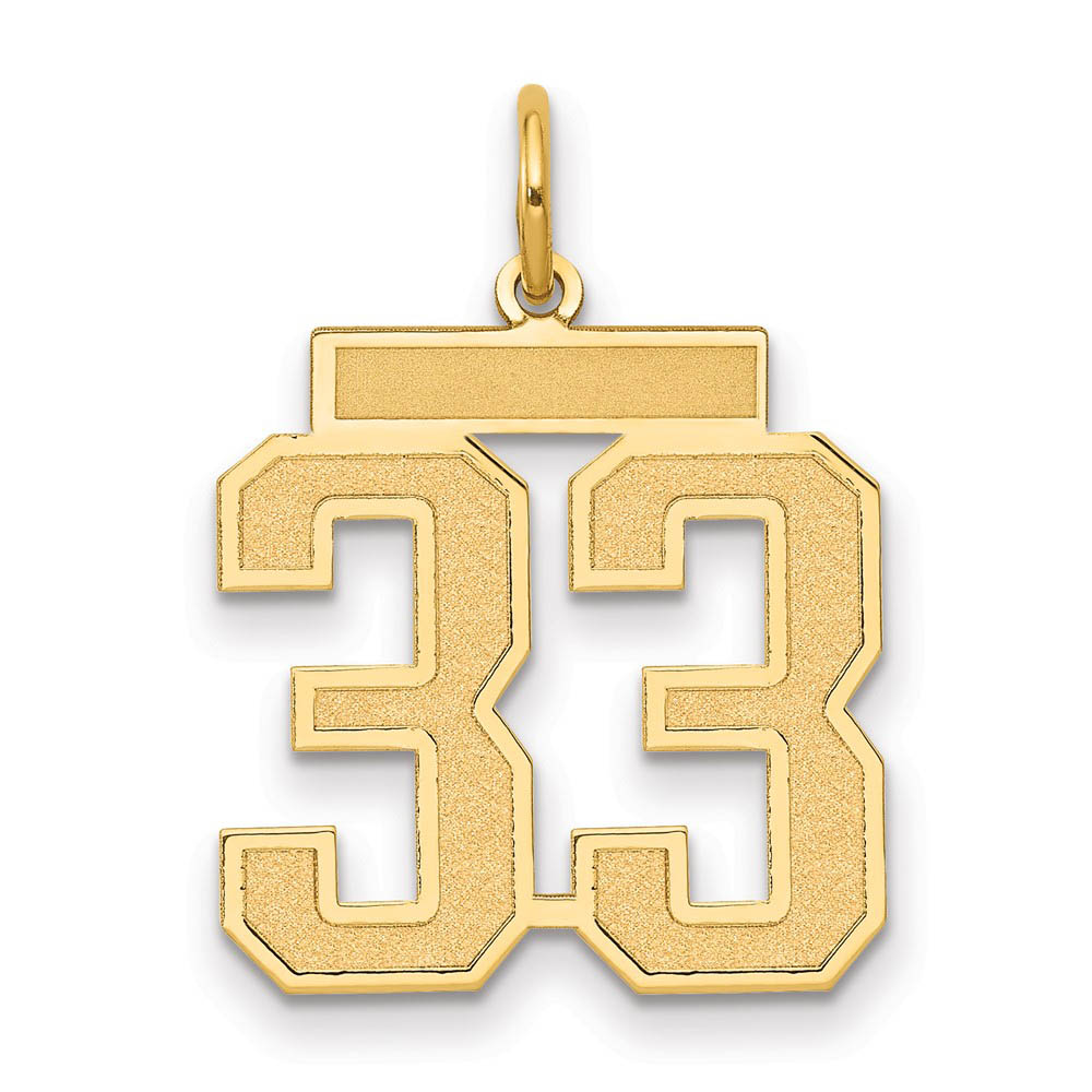 14k Yellow Gold, Jersey Collection, Number 33 Pendant