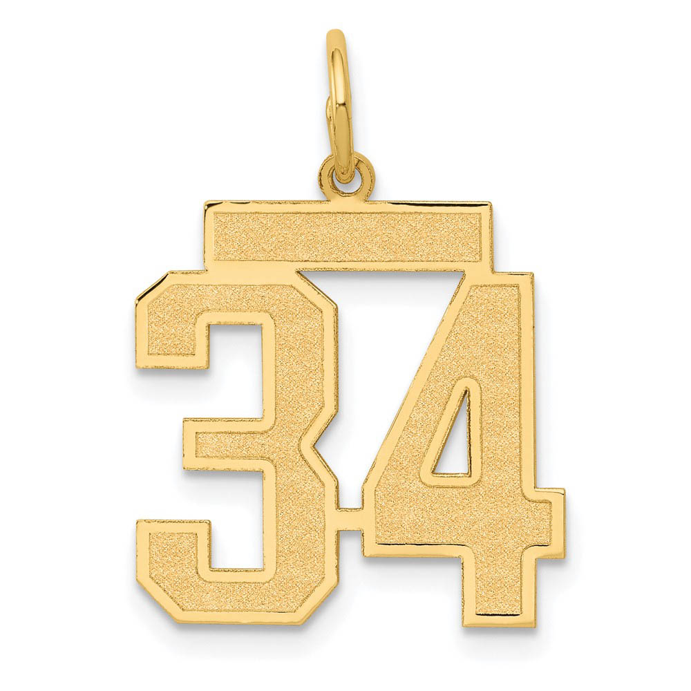 14k Yellow Gold, Jersey Collection, Number 34 Pendant