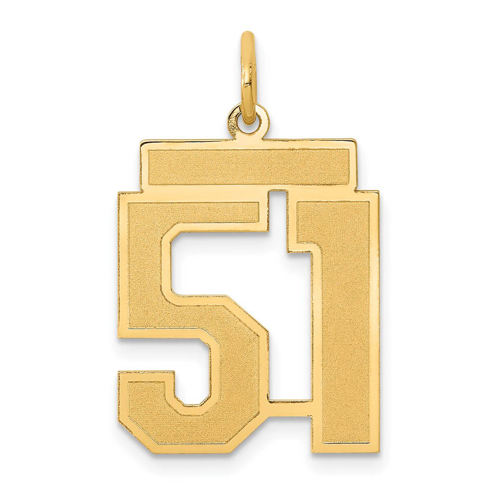 14k Yellow Gold, Jersey Collection, Number 51 Pendant