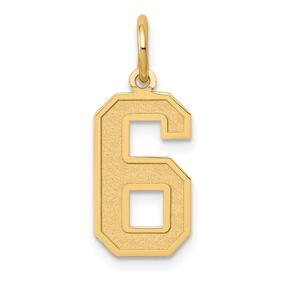 14k Yellow Gold, Jersey Collection, Number 6 Pendant