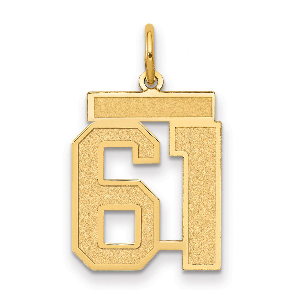 14k Yellow Gold, Jersey Collection, Number 61 Pendant