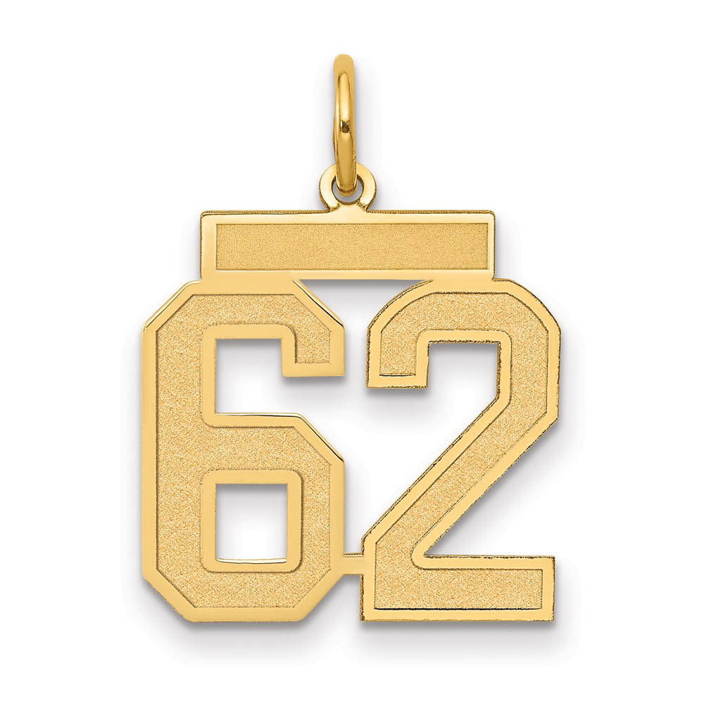 14k Yellow Gold, Jersey Collection, Number 62 Pendant