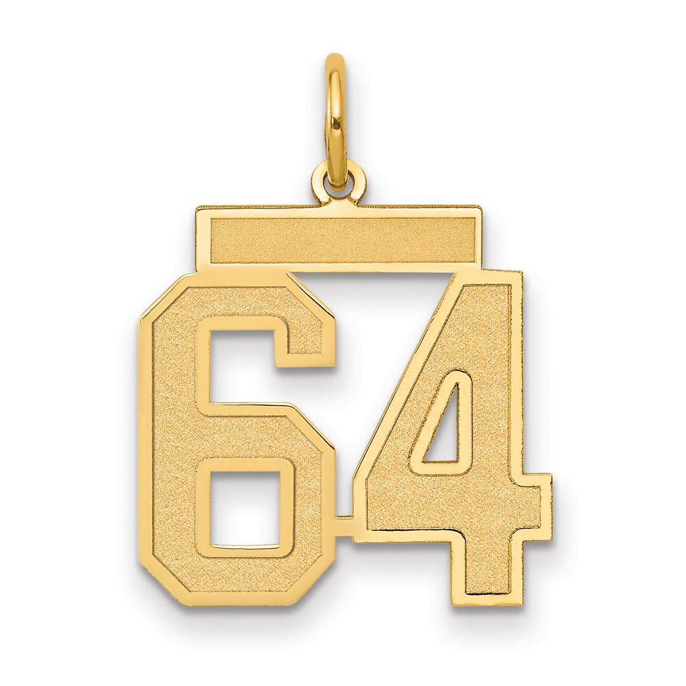 14k Yellow Gold, Jersey Collection, Number 64 Pendant
