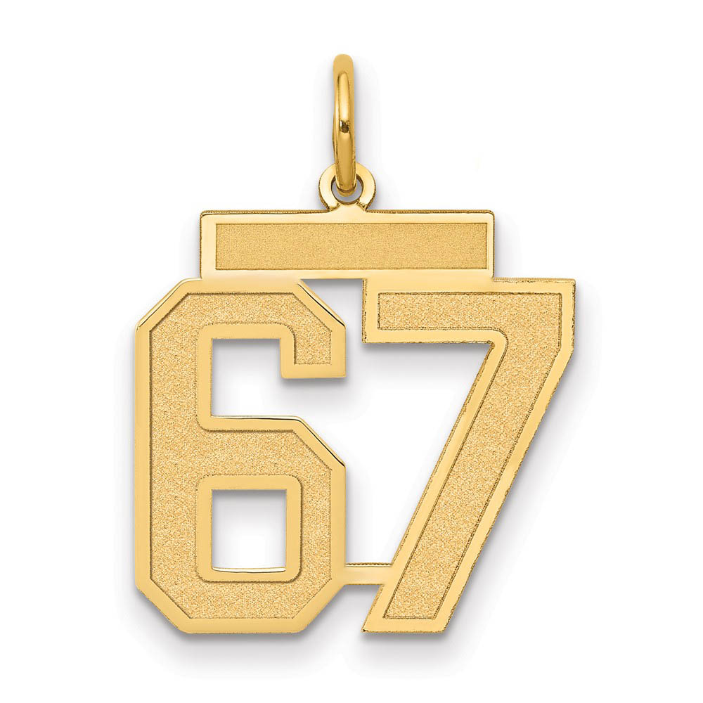 14k Yellow Gold, Jersey Collection, Number 67 Pendant