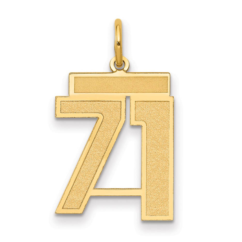 14k Yellow Gold, Jersey Collection, Number 71 Pendant