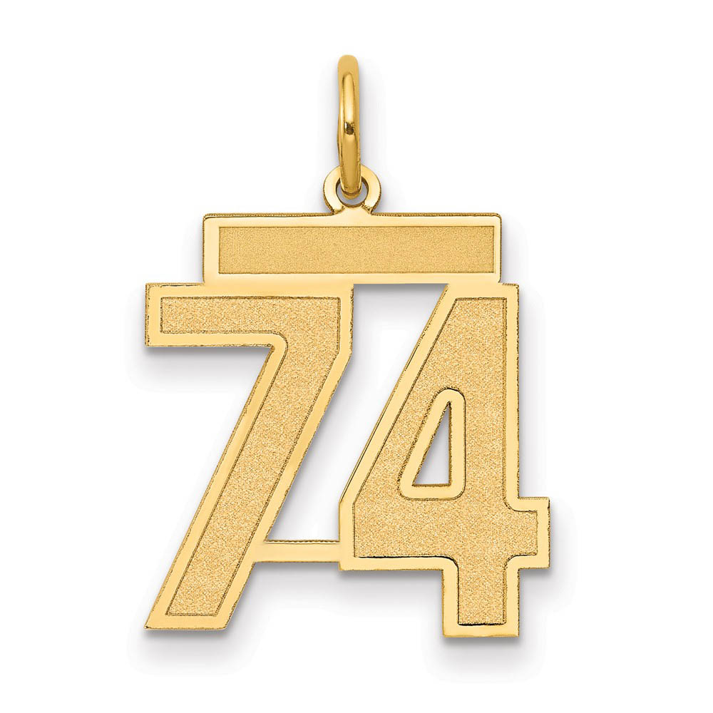 14k Yellow Gold, Jersey Collection, Number 74 Pendant