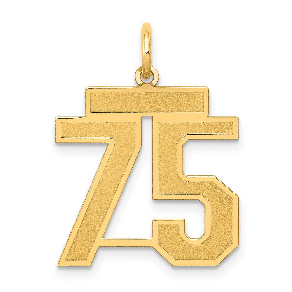 14k Yellow Gold, Jersey Collection, Number 75 Pendant