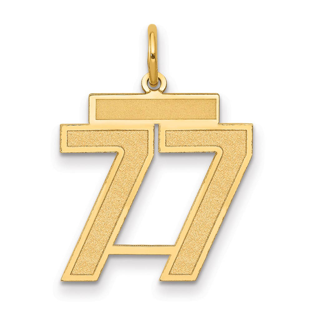 14k Yellow Gold, Jersey Collection, Number 77 Pendant