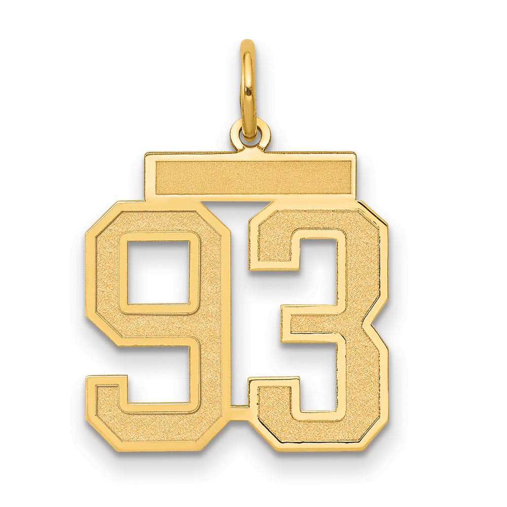 14k Yellow Gold, Jersey Collection, Number 93 Pendant