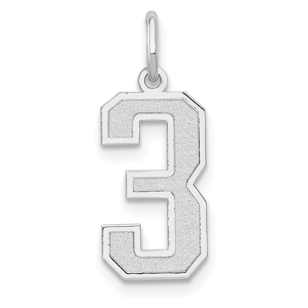 14k White Gold, Jersey Collection, Number 3 Pendant