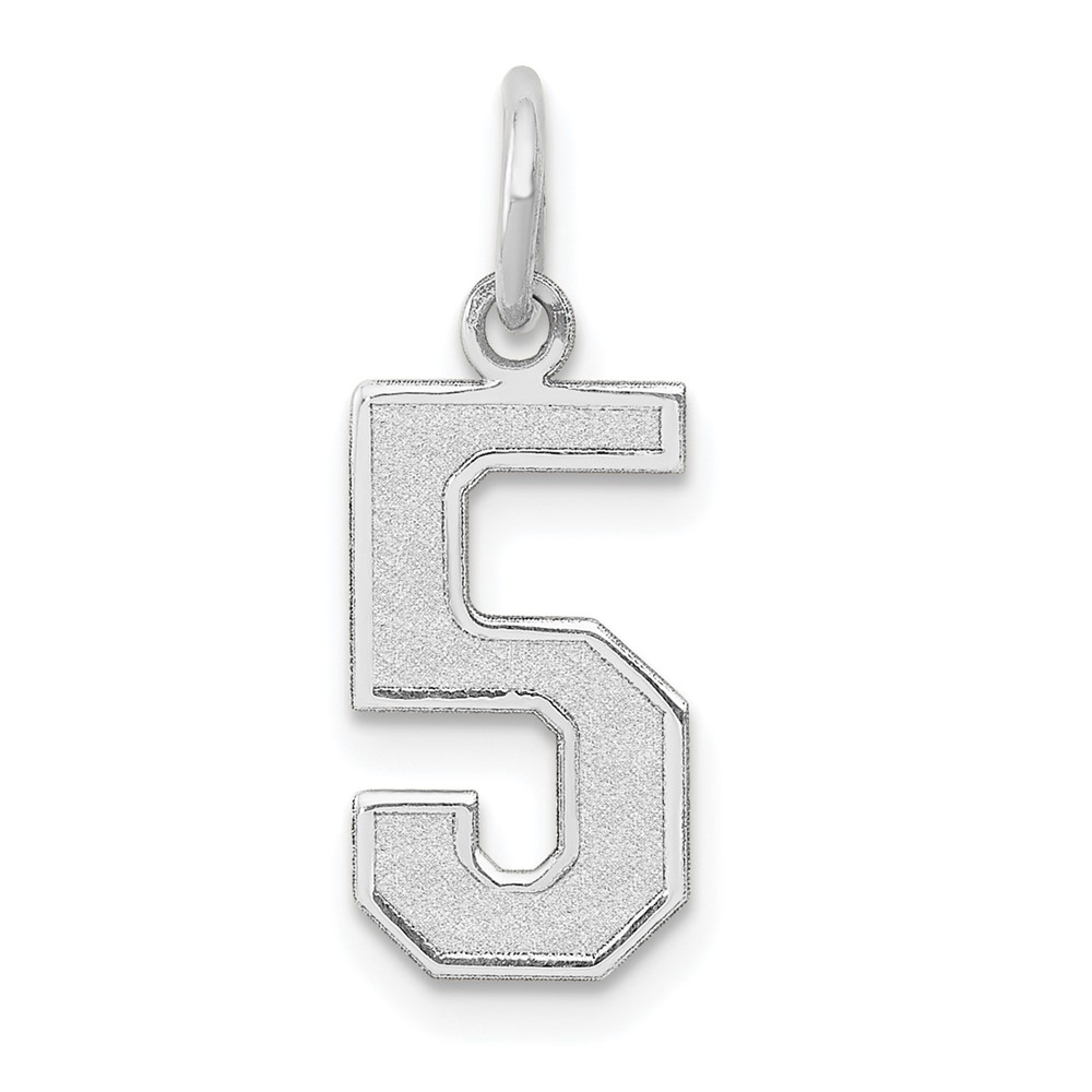 14k White Gold, Jersey Collection, Number 5 Pendant