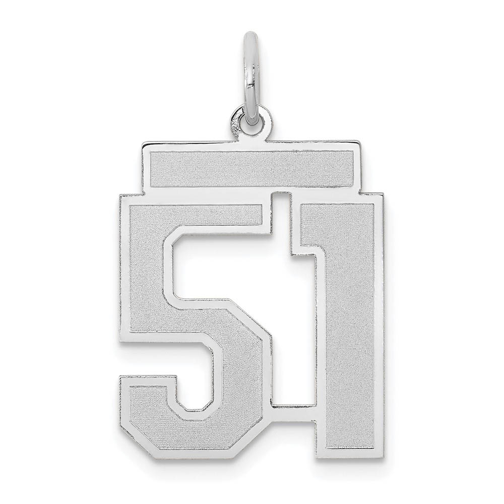 14k White Gold, Jersey Collection, Number 51 Pendant
