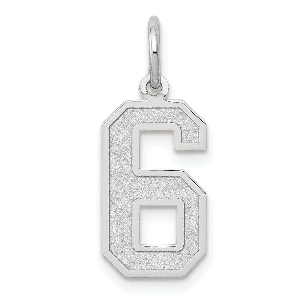 14k White Gold, Jersey Collection, Number 6 Pendant