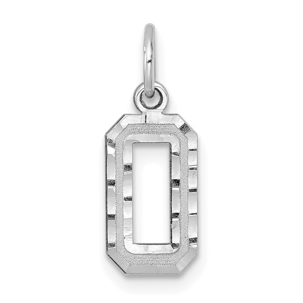 14k White Gold, Varsity Collection, D/C Pendant, Number 0