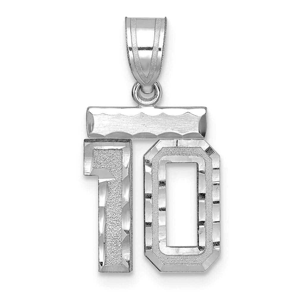 14k White Gold, Varsity Collection, D/C Pendant, Number 10