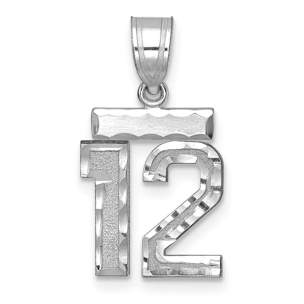 14k White Gold, Varsity Collection, D/C Pendant, Number 12