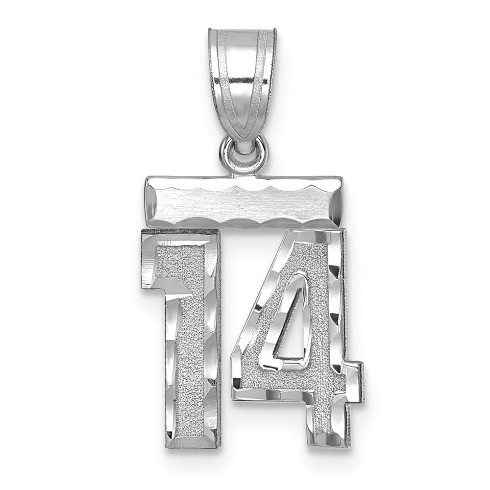 14k White Gold, Varsity Collection, D/C Pendant, Number 14