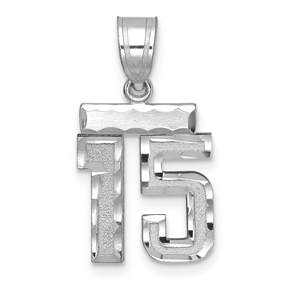 14k White Gold, Varsity Collection, D/C Pendant, Number 15