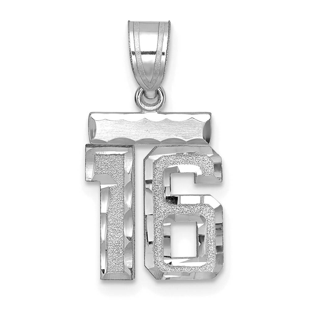 14k White Gold, Varsity Collection, D/C Pendant, Number 16